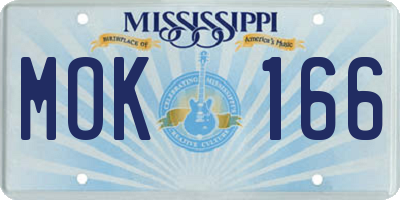 MS license plate MOK166