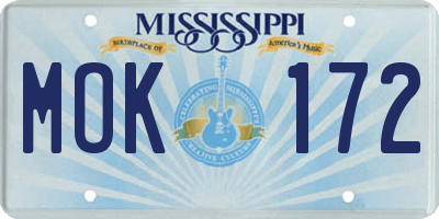 MS license plate MOK172