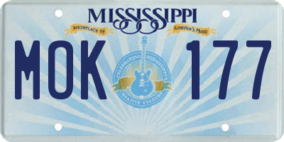 MS license plate MOK177