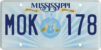 MS license plate MOK178
