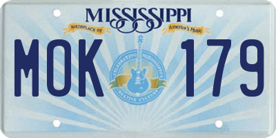 MS license plate MOK179