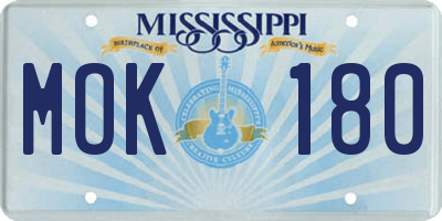 MS license plate MOK180