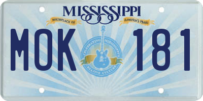 MS license plate MOK181