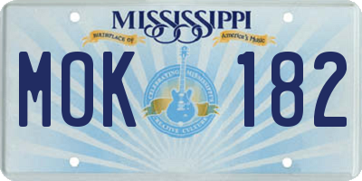 MS license plate MOK182