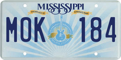 MS license plate MOK184