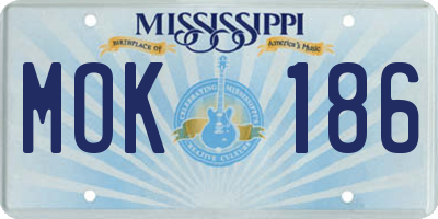 MS license plate MOK186