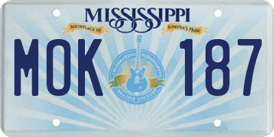 MS license plate MOK187