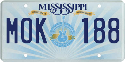 MS license plate MOK188