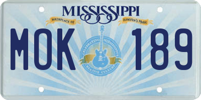 MS license plate MOK189