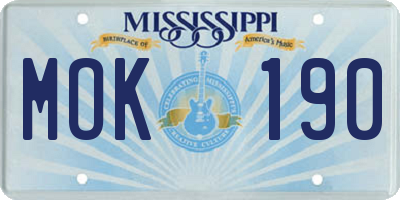 MS license plate MOK190