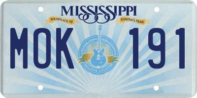 MS license plate MOK191