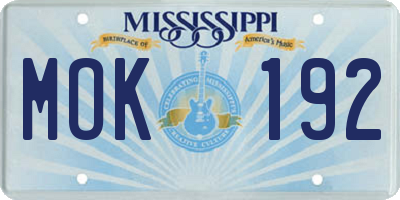 MS license plate MOK192
