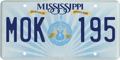 MS license plate MOK195