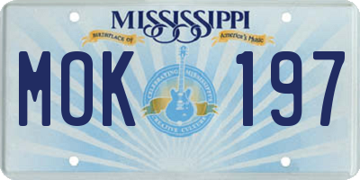 MS license plate MOK197