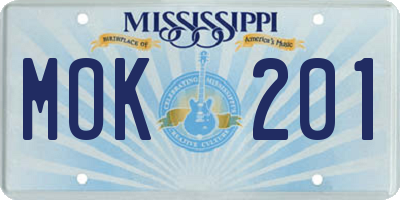 MS license plate MOK201