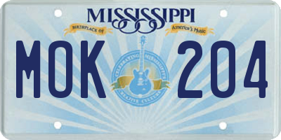 MS license plate MOK204