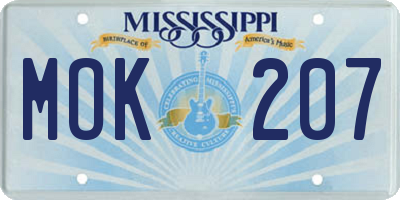 MS license plate MOK207