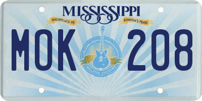 MS license plate MOK208