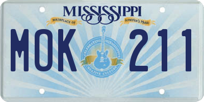 MS license plate MOK211