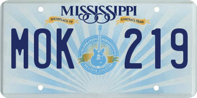 MS license plate MOK219