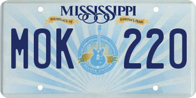 MS license plate MOK220