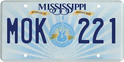 MS license plate MOK221
