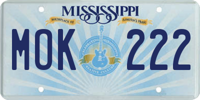 MS license plate MOK222
