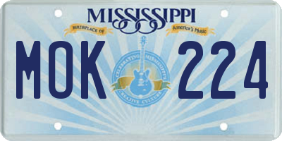 MS license plate MOK224