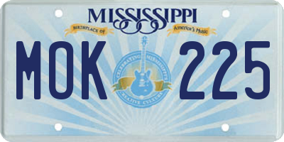 MS license plate MOK225