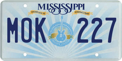 MS license plate MOK227