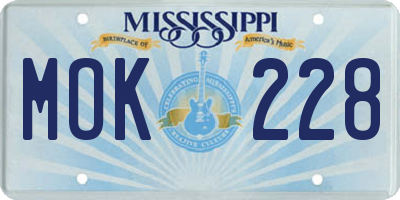 MS license plate MOK228