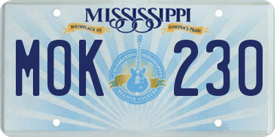 MS license plate MOK230