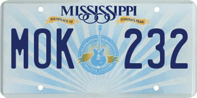 MS license plate MOK232