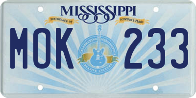 MS license plate MOK233