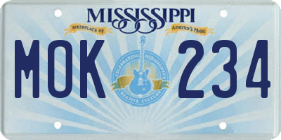 MS license plate MOK234