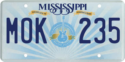 MS license plate MOK235
