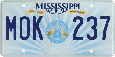 MS license plate MOK237
