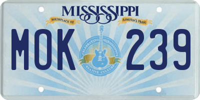 MS license plate MOK239