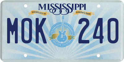 MS license plate MOK240