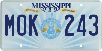 MS license plate MOK243