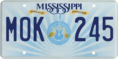 MS license plate MOK245