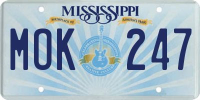 MS license plate MOK247