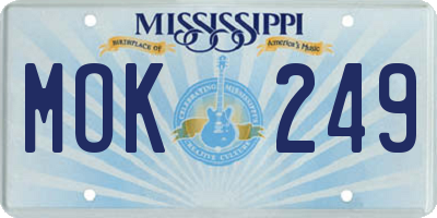 MS license plate MOK249