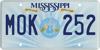 MS license plate MOK252