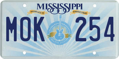 MS license plate MOK254