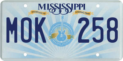MS license plate MOK258