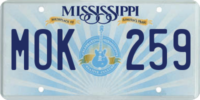 MS license plate MOK259