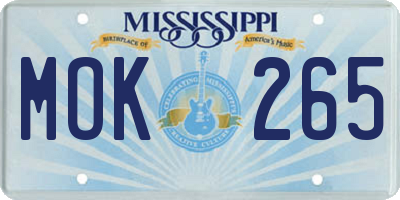 MS license plate MOK265