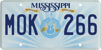 MS license plate MOK266
