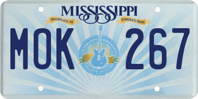 MS license plate MOK267